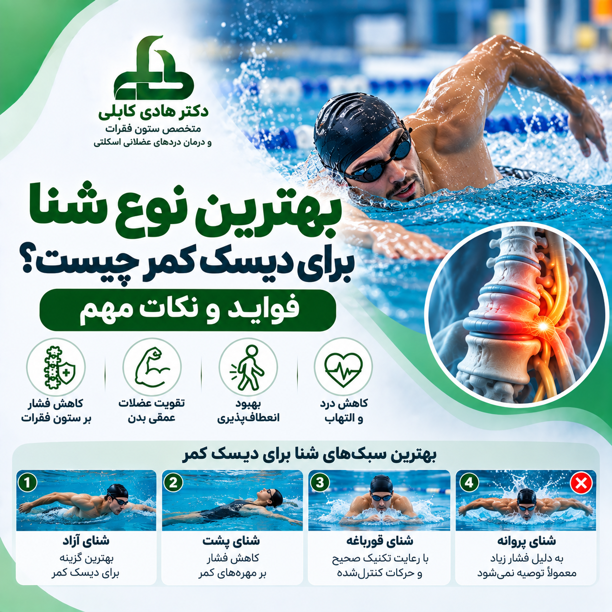 شنا برای دیسک کمر